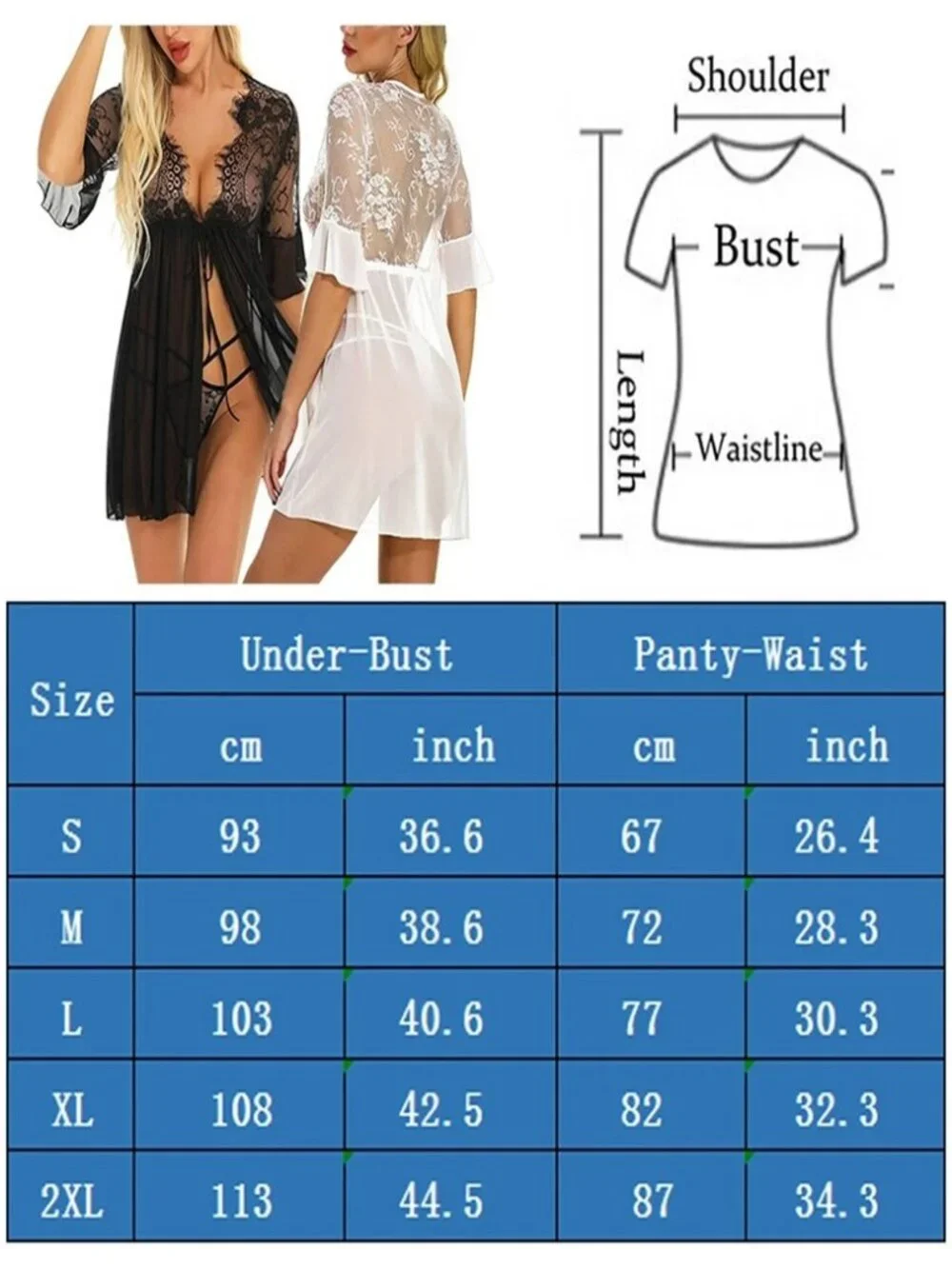 Women's Sexy-Lingerie Babydoll Sleepwear Underwear Lace Dress Nightwear